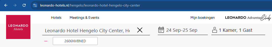 Voorbeeld van de website